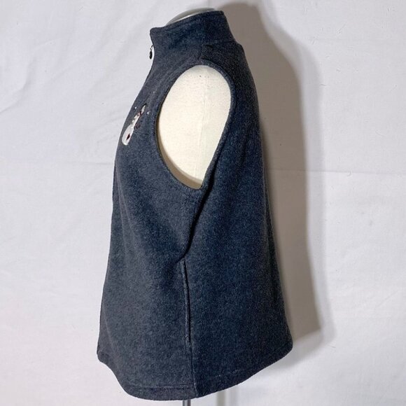 5/&25 Vintage Northern Reflections grey fleece zip vest with snowman M - Picture 3 of 13